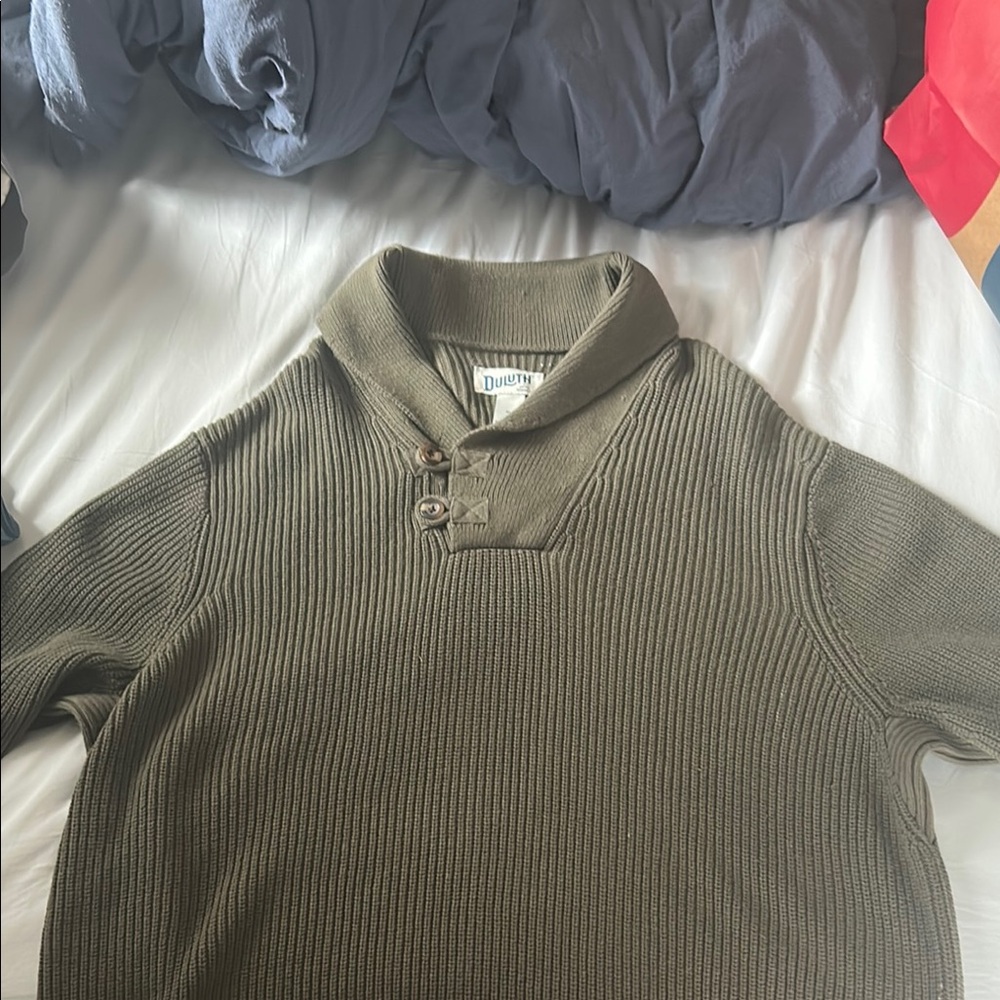 Duluth Trading Co Green Turtleneck Sweater